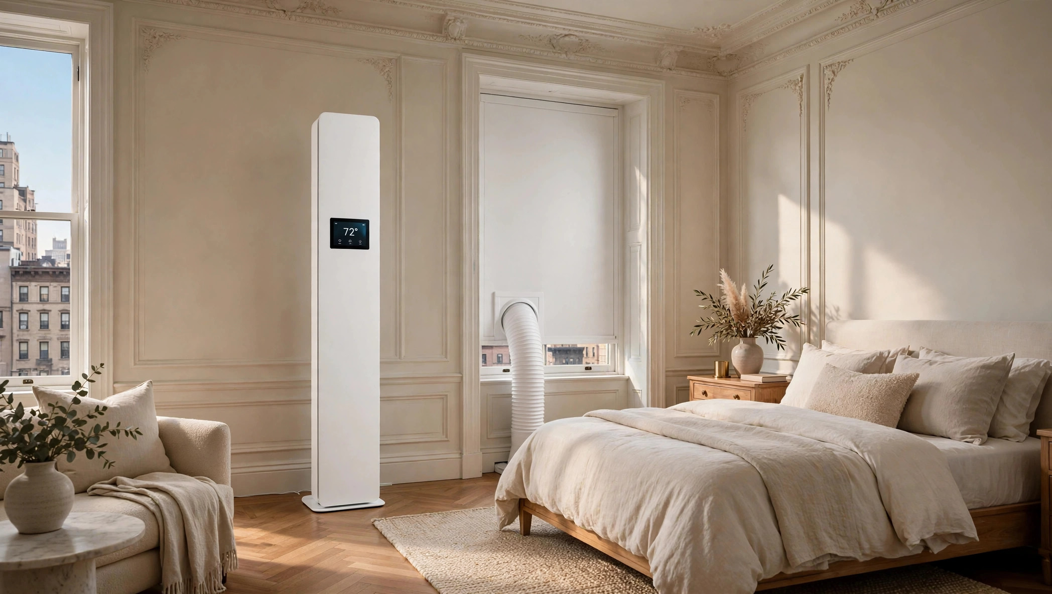 Bedroom in a Manhattan apartment with a Climatmat Slender